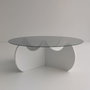 Hanah Home Mesa de Centro Himalayas Blanca con Cristal Templado